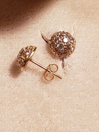 Antique Vintage 14kt Gold Diamond Earrings/marked