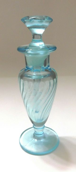 Perfume Bottle With Stopper Light Blue Glass