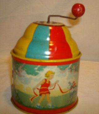 Vintage Tin Toy Litho Wind Up Music Box - Ohio Art