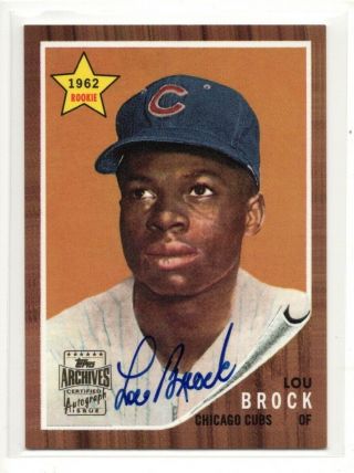 Lou Brock Auto 2001 Topps Archives On Card Autograph Sp Ssp /50 Very Rare Cubs