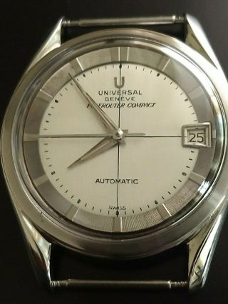 Vintage Universal Geneve Polerouter Date Automatic Cal.  69 Stainless Steel 35.  5mm