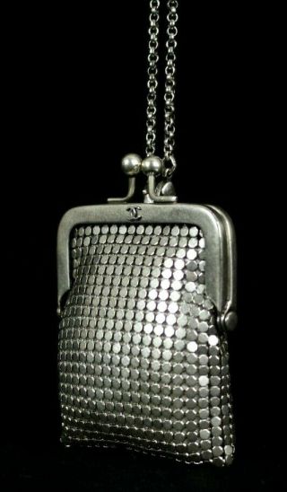 Chanel 99p Vintage Silver Chain Mail Metal Mesh Micro Crossbody Bag