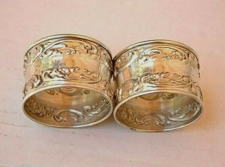 Pair (2) Vintage Gorham Sterling Silver Melrose Round Napkin Ring 1232 No Mono