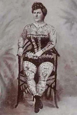 Rare Antique Russia 1870s Tattooed Lady Freak Photo Historic Moscow Sideshow