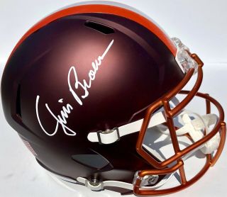 Jim Brown 32 Signed Cleveland Browns F/s Football Blaze Helmet Psa/dna Rare