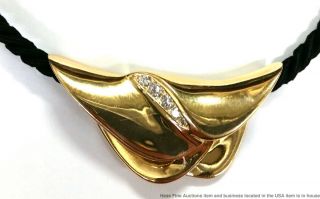 14k Yellow Gold Fine Diamond Vintage Mid Century Ladies Funky Slide Pendant
