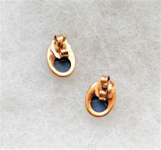 Vintage Wedgwood 14K Yellow Gold Blue White Cameo Pierced Post Earrings 4