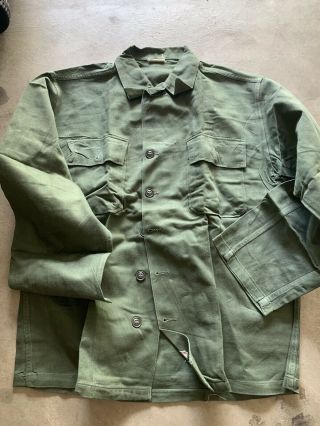 Vtg Hbt Jungle Shirt Aid Sz Med Us Army Rare,  Vietnam 1960 - 70s