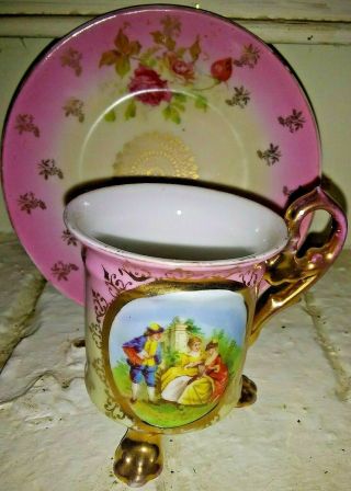 Carlsbad Schmidt & Co.  Austria Tea Cup and Saucer Victorian Footed 4