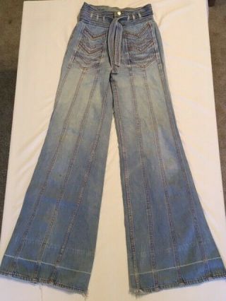 Nest N ' est Ce Pas vintage 1970 ' s denim jeans high waist bell bottoms RARE 2