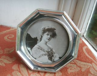 Old Antique Sterling Silver Chester Hallmarked Edwardian Octagonal Photo Frame