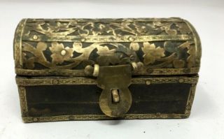 Vintage Bras Leaf Work Wooden Jewelry Box Decorative Box Gift Box Key Box