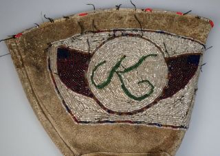 Antique Vintage Native American Beaded Hide Leather Gloves Circle K - 54908 5