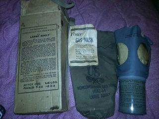 Ww2 Us Non Combatant Adult Gas Mask,  Bag,  Instructions,  And Box Mia2 - 1 - 1