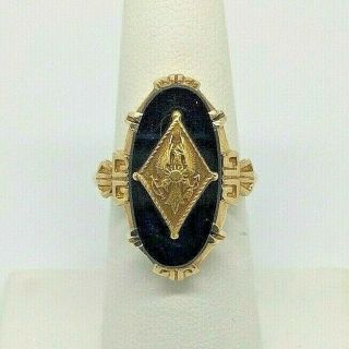 Antique Deco Gold Onyx Crest Ring Vintage Jewelry Fine