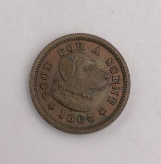 Rare 1863 Good For A Scent Dog Jos H Merriam Civil War Era Trade Token Coin