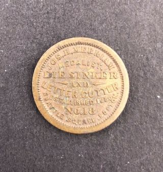 RARE 1863 Good For A Scent Dog Jos H Merriam Civil War Era Trade Token Coin 4