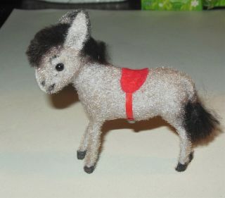 Vintage Flocked Gray Donkey Mule Wagner Kunstlerschutz Handwork W - Germany Tag