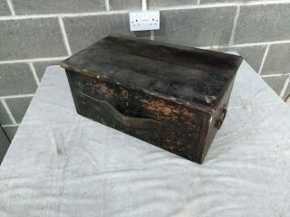 166.  Antique Vintage Wooden Storage Or Tool Box Chest