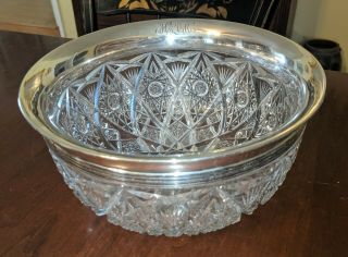 Antique Reed & Barton Sterling Silver & Cut Glass Bowl Abp Brilliant