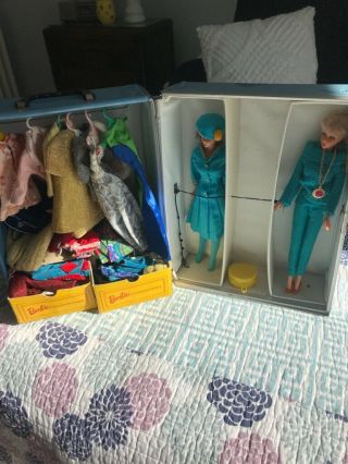 1965 Barbie,  Francis,  Dolls,  With Trunk And Vintage Barbie Accessories