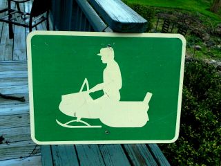 Vintage Snowmobile Trail Metal Sign Adirondacks Adk Rider W Hat Polaris Ski Doo