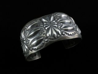 Vintage Navajo Bracelet - Sterling Silver Wide Heavy Cuff