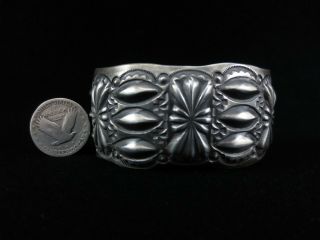 Vintage Navajo Bracelet - Sterling Silver Wide Heavy Cuff 2