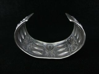 Vintage Navajo Bracelet - Sterling Silver Wide Heavy Cuff 3