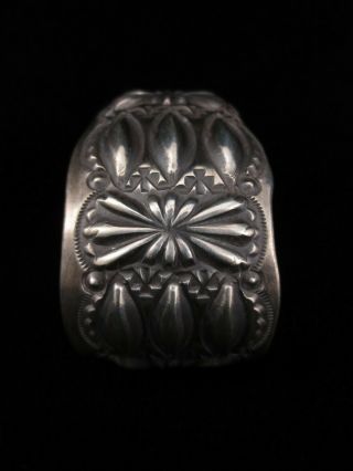 Vintage Navajo Bracelet - Sterling Silver Wide Heavy Cuff 5