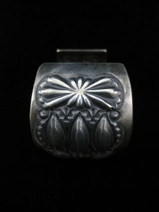 Vintage Navajo Bracelet - Sterling Silver Wide Heavy Cuff 6
