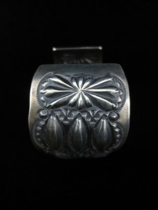 Vintage Navajo Bracelet - Sterling Silver Wide Heavy Cuff 8
