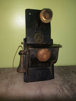 Antique Old 1914 Metal Baby Bell Telephone Phone Play System Childrens Toy Parts