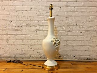 Vintage Frederick Cooper Lamp White Porcelain Grapevine 50s Table Lamp Elegant