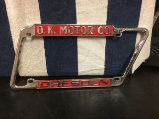 Vintage Metal Tennessee License Plate Frame (o.  K Motor Co.  Dresden)
