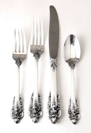 Wallace Grande Baroque 925 Sterling Silver 4pc 4 Pc Piece Place Setting Set Fork