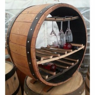 Solid Oak Wooden Whisky Barrel Wine Rack Hand Crafted " Shiraz " Vintage