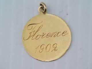 ANTIQUE 1902 SOLID 14K GOLD ENAMEL FLOWER 