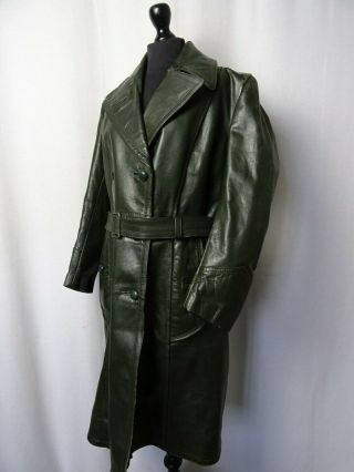 Women ' s German WW2 Vintage 1940 ' S Horsehide Leather Trench Coat UK14 2