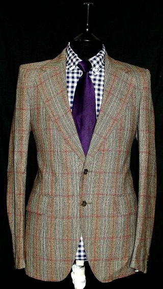Vtg Luxury Mens Christian Dior Tailor Made Check Suit 38r W34 X L31.  5