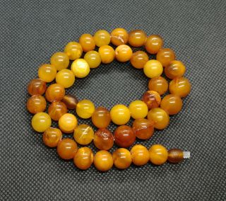 VINTAGE NATURAL BALTIC BUTTERSCOTCH YELLOW AMBER NECKLACE BEADS 27 gr 2