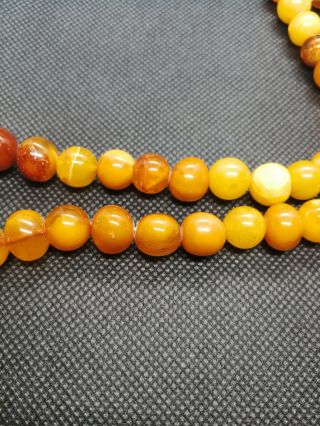 VINTAGE NATURAL BALTIC BUTTERSCOTCH YELLOW AMBER NECKLACE BEADS 27 gr 5