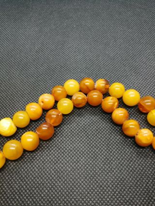VINTAGE NATURAL BALTIC BUTTERSCOTCH YELLOW AMBER NECKLACE BEADS 27 gr 7