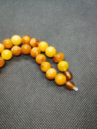 VINTAGE NATURAL BALTIC BUTTERSCOTCH YELLOW AMBER NECKLACE BEADS 27 gr 8
