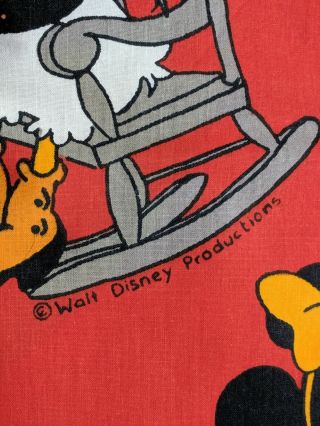 VTG RARE 60s 70 Disney Curtain Cotton Fabric Craft Dumbo Mickey Mouse Pluto 4
