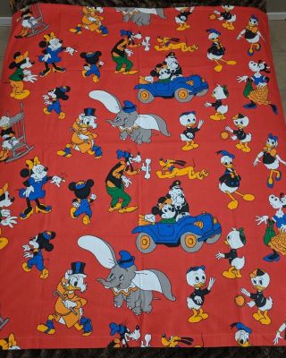 VTG RARE 60s 70 Disney Curtain Cotton Fabric Craft Dumbo Mickey Mouse Pluto 6