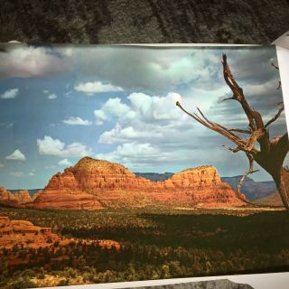 Kodak Ektacolor 1960s Desert Mesa Sky Scene Photograph 16 " X 20 " Colorama Style