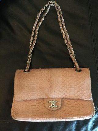 Authentic Pre Owned Rare Pink Python Chanel Purse