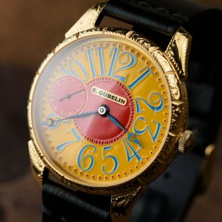 Luxury Swiss Watch E.  Gübelin Vintage Mens Pocket Watch Mechanical Stroke Leather