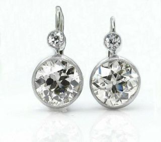 Art Deco 3.  25ct Round Cut Diamond Solitaire Drop Earrings 14k White Gold Over